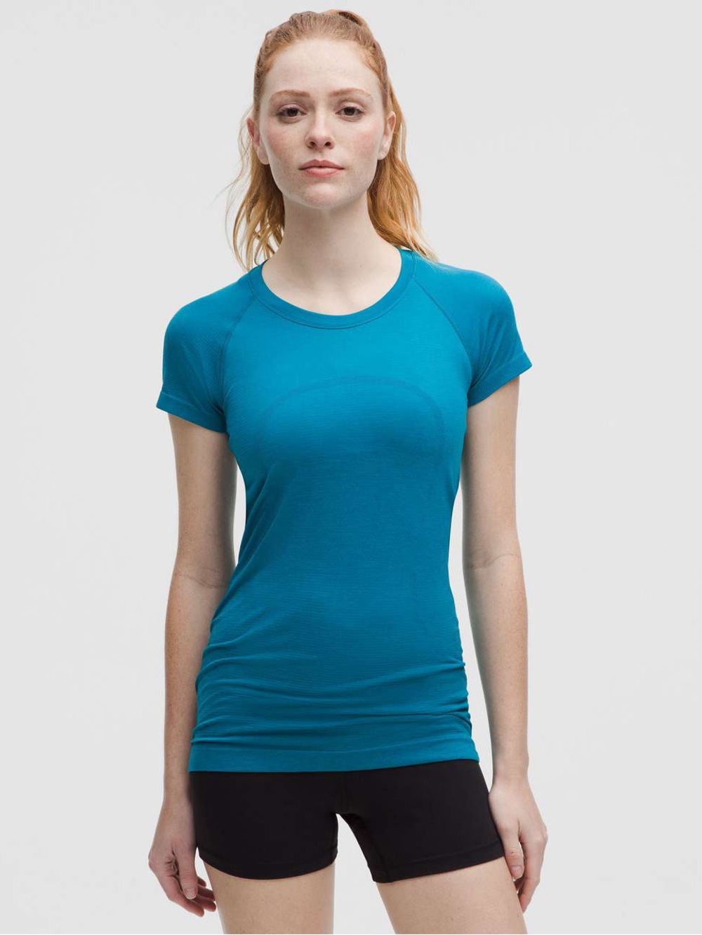 Lululemon women’s swiftly tech short sleeve 2.0 hip length blue teal size l